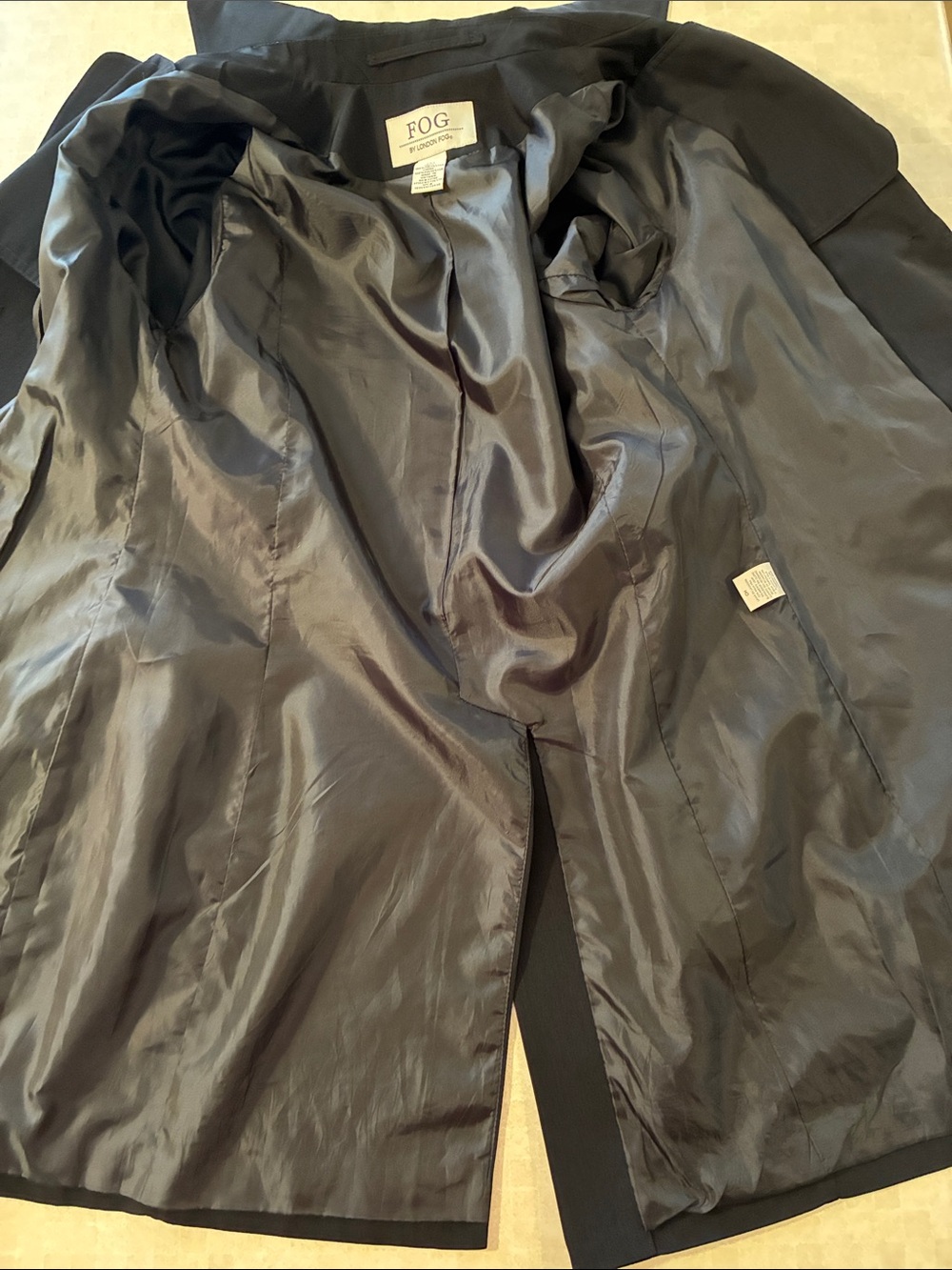 FOG by London Fog Classic Black Trench Coat with Belt - S - Picture 9 of 11